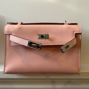 Baby pink soft sheepskin clutch handbag crossbody